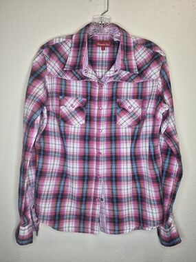 Panhandle Slim Pink Plaid Western Button-Down Shirt